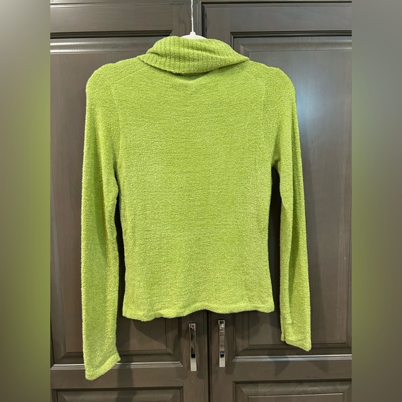 Olo Chartreuse Chenille Sweater with Removable Cowl Neck, Size S - Picture 2 of 9
